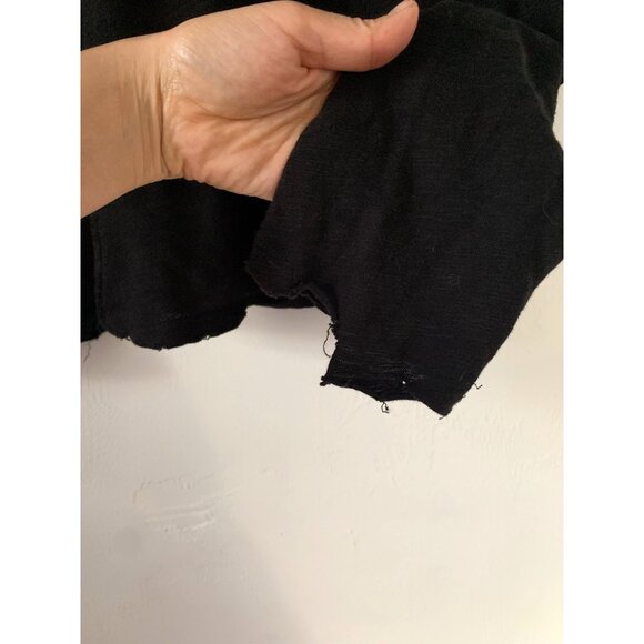 ATM Anthony Thomas Large Melillo Black Slub Jersey Destroyed Wash Henley Shirt - Picture 9 of 11